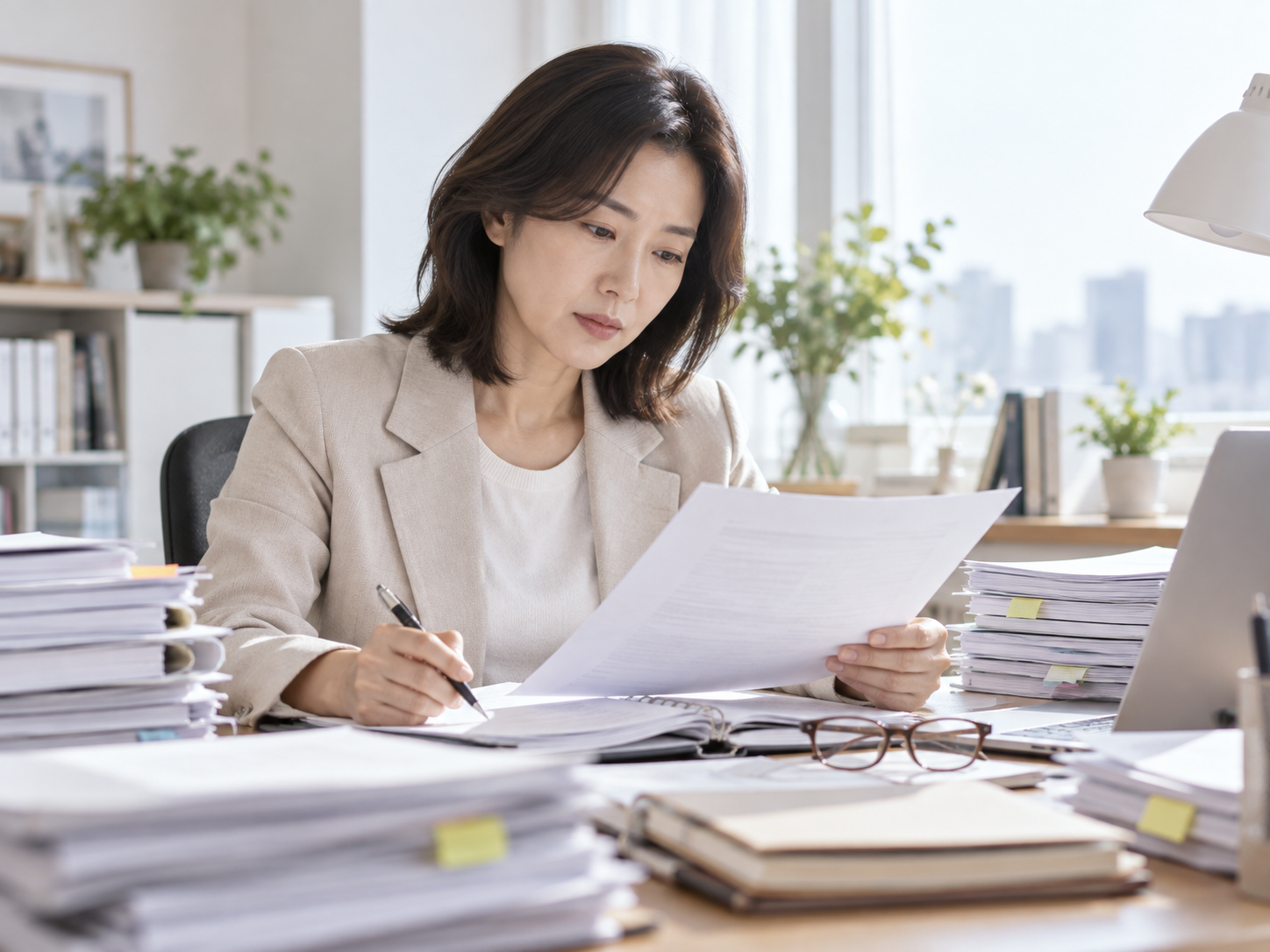 서류로 작업하는 일이 많음